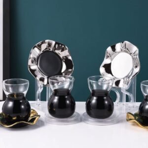 Black Tea Glasses & Stylish Plate Set